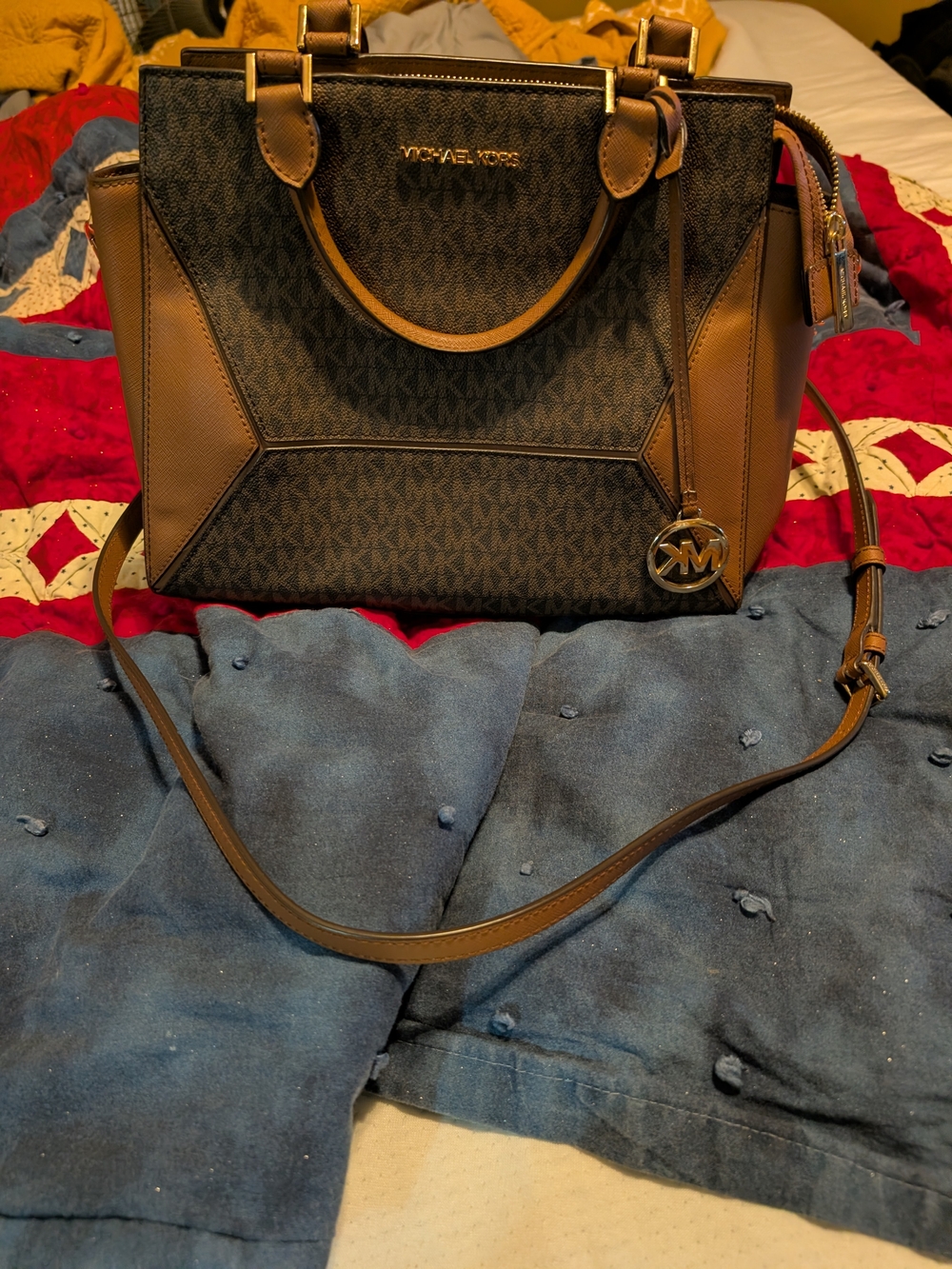 Michael Kors Brown and Black Signature Satchel